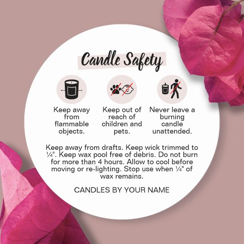 Candle Warning Label Modern Feminine Safety
