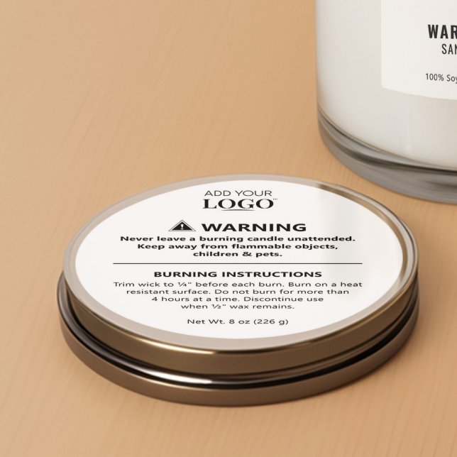 Candle Warning Labels Black & White Safety Sticker (Creator Uploaded)