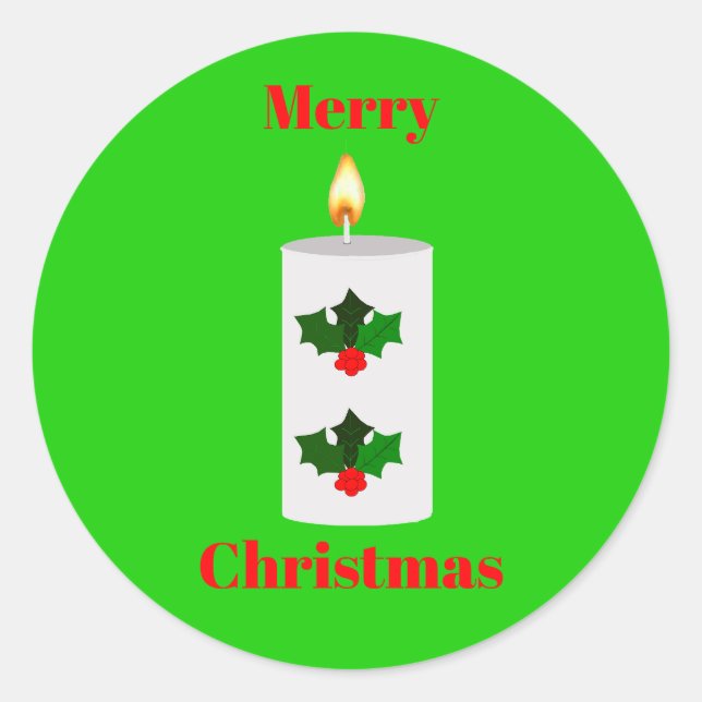 Candle With Holly Stickers (Front)