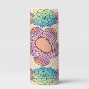 Candle with Illustrated Colorful Flowers