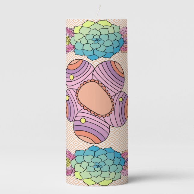 Candle with Illustrated Colorful Flowers (Front)