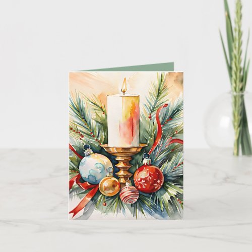 Candle with Ornaments Photo  Craft Christmas Card