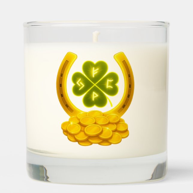 Candle with Runic Script for Luck and Abundance  (Front)