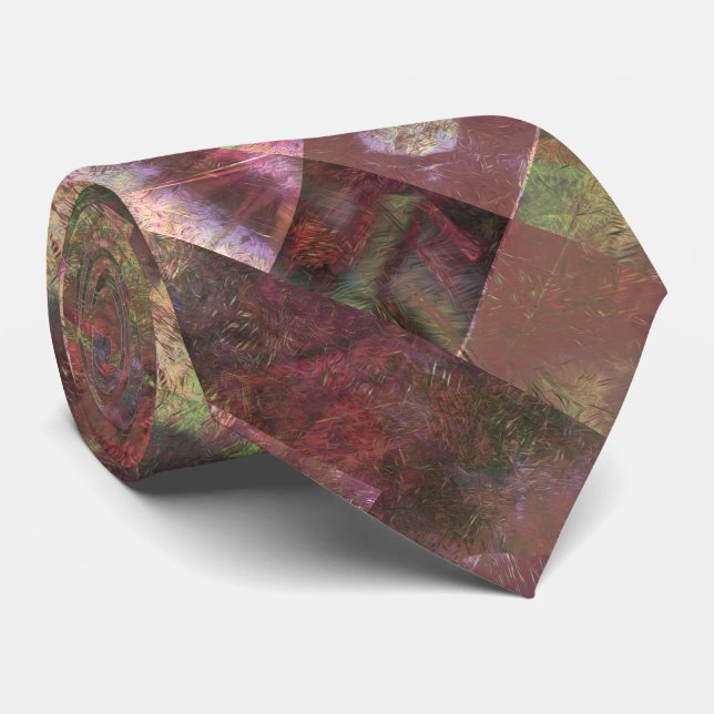 Candlelight Blocks – Abstract Metallic Neck Tie (Rolled)