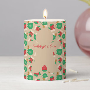 Candlelight & Cocoa Red and Green Festive Gloves Pillar Candle