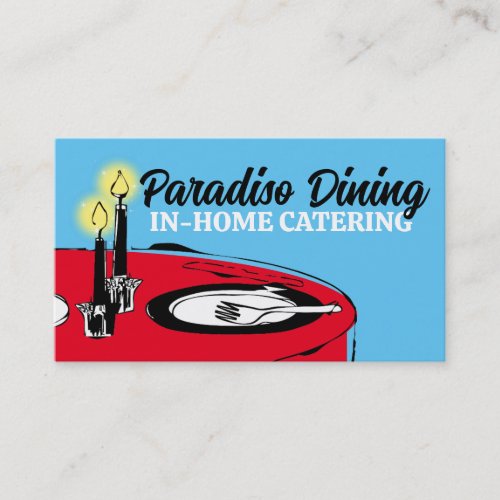 candlelight dinner party chef catering culinary business card