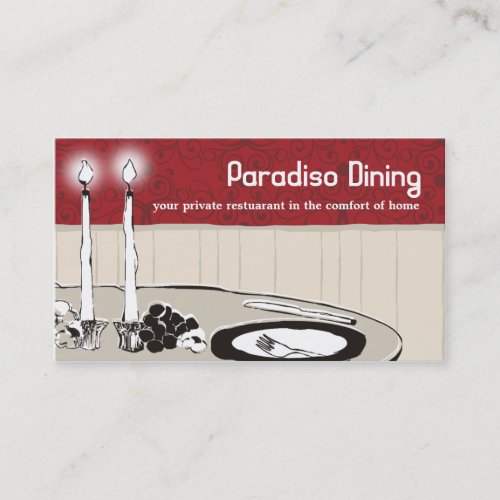 candlelight dinner plate chef catering business business card