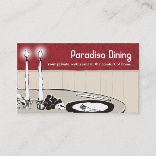 candlelight dinner plate chef catering business... business card templates