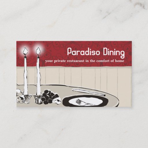 Customizable candlelight dinner plate chef catering business... business card templates