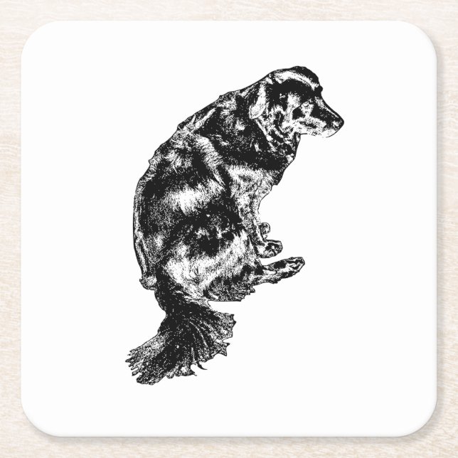 Candlelight Edge — Retriever Square Paper Coaster (Front)