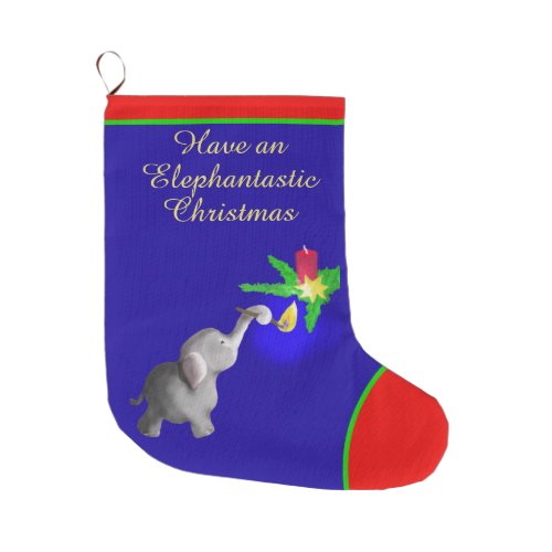 Candlelight Elephant_astic Cute Christmas Large Christmas Stocking