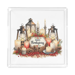 Candlelight Gratitude – Thanksgiving Blessing Acrylic Tray