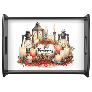 Candlelight Gratitude – Thanksgiving Blessing Serving Tray