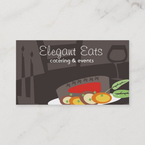 Candlelight steak dinner chef catering biz cards business cards