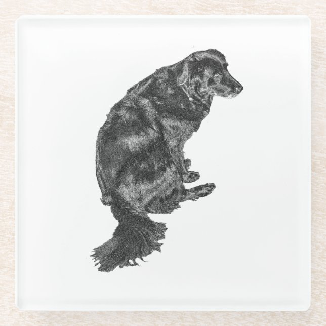 Candlelight Table Hush — Retriever Glass Coaster (Front)
