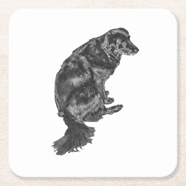 Candlelight Table Hush — Retriever Square Paper Coaster (Front)