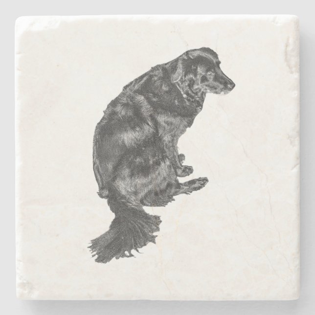 Candlelight Table Hush — Retriever Stone Coaster (Front)
