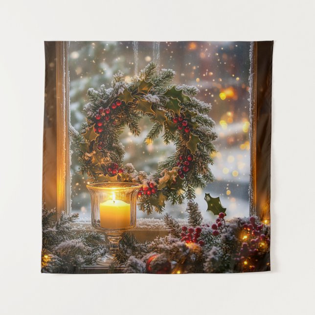 Candlelight Wreath Tapestry (Front)