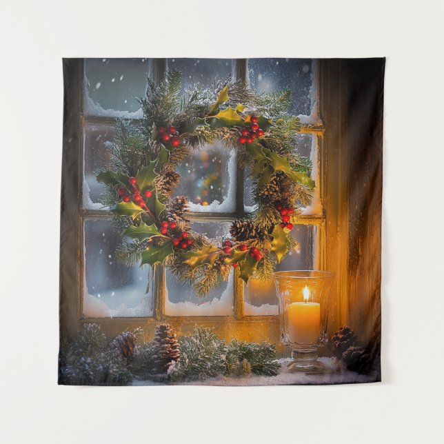 Candlelight Wreath Tapestry (Front)