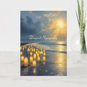 Candlelights on the coast in the dark, sympathy card