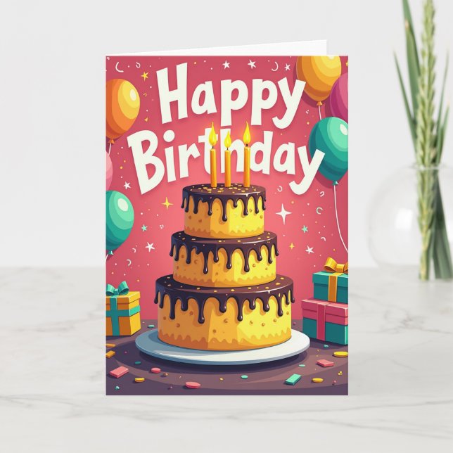 Candlelit Birthday Cake Card (Front)