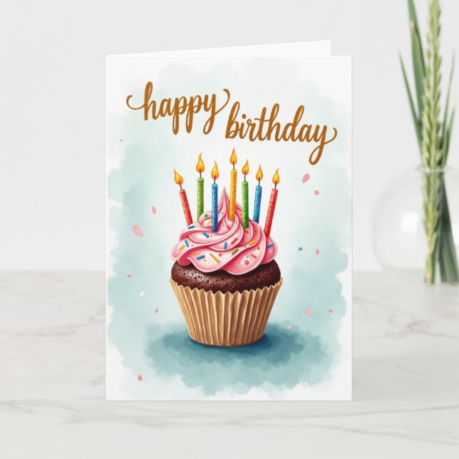 Candlelit Birthday Dessert Card (Front)