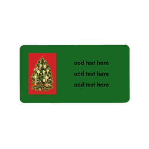 Candlelit Christmas Tree Ornaments Garland Label