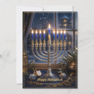 Candlelit Hanukkah Celebration Holiday Card
