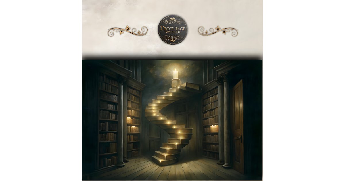 Candlelit Library Staircase Decoupage Tissue Paper | Zazzle
