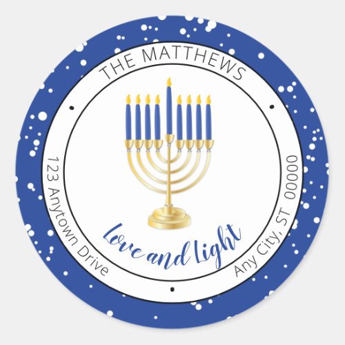 Candlelit Menorah Hanukkah Love and Light Family Classic Round Sticker