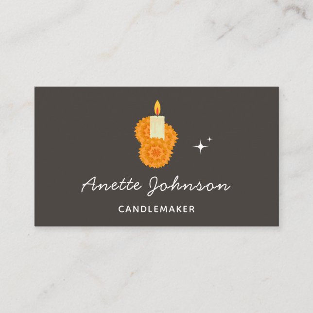 Candlemaker Minimalist Sparkle Social Media Gray  Business Card (Front)