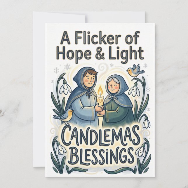 Candlemas Blessings Art Print - A Flicker of Hope Holiday Card (Front)