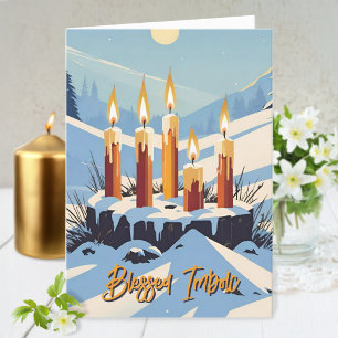 Candlemas Wiccan Imbolc Snowy Forest Candles Holiday Card