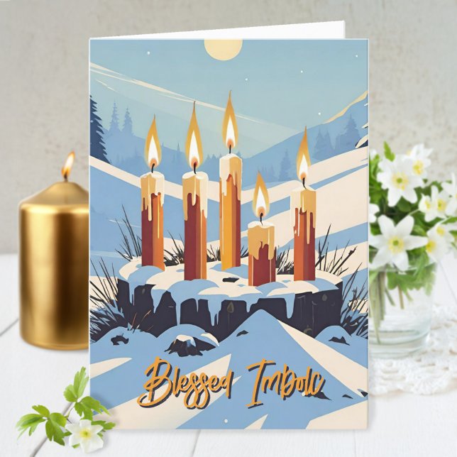 Candlemas Wiccan Imbolc Snowy Forest Candles Holiday Card (Candlemas Wiccan Imbolc Snowy Forest Candles Holiday Card)