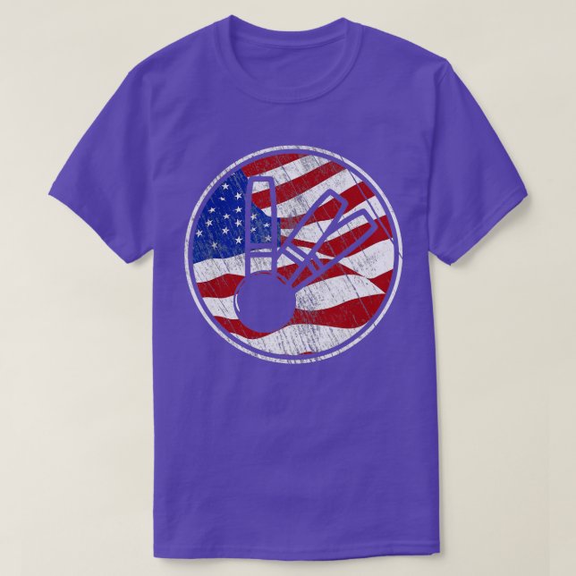 Candlepin Bowling American Flag  Vintage Candlepin T-Shirt (Design Front)