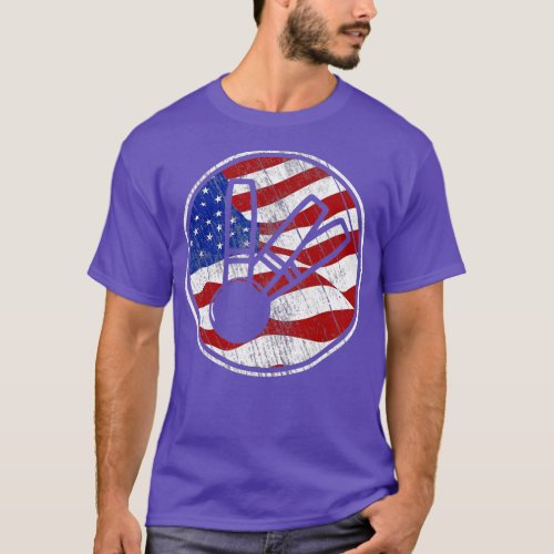 Candlepin Bowling American Flag  Vintage Candlepin T_Shirt