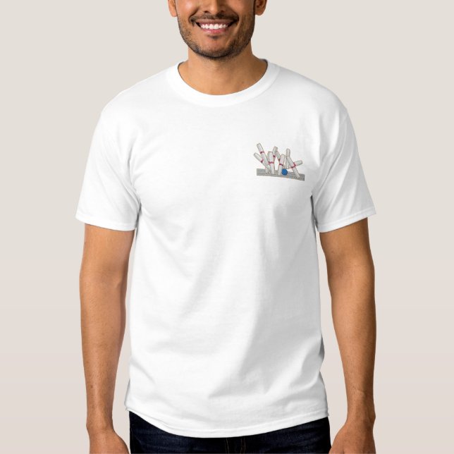 Candlepin Bowling Embroidered T-Shirt (Front)