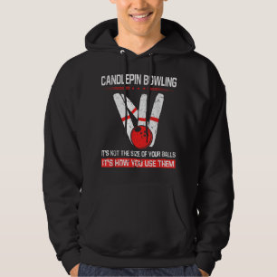 Candlepin Bowling Size of Balls Funny New England  Hoodie