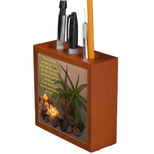 Candles and Aloe Photograph with Buddha Quote Pencil/Pen Holder