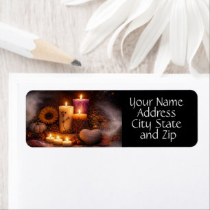 Candles and Heart Rock Mystical Return Address Label