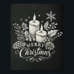 Candles and Holly Chalkboard Merry Christmas Poster<br><div class="desc">Bring a warm, cozy touch to your holiday decor with this elegant chalkboard Merry Christmas poster. Featuring two glowing candles surrounded by holly, pinecones, and festive berries, this rustic design embodies the spirit of the season. The vintage-inspired chalk art adds a timeless charm, perfect for decorating homes, offices, or holiday...</div>