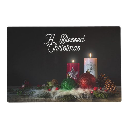 Candles And Ornaments Laminated Placemat