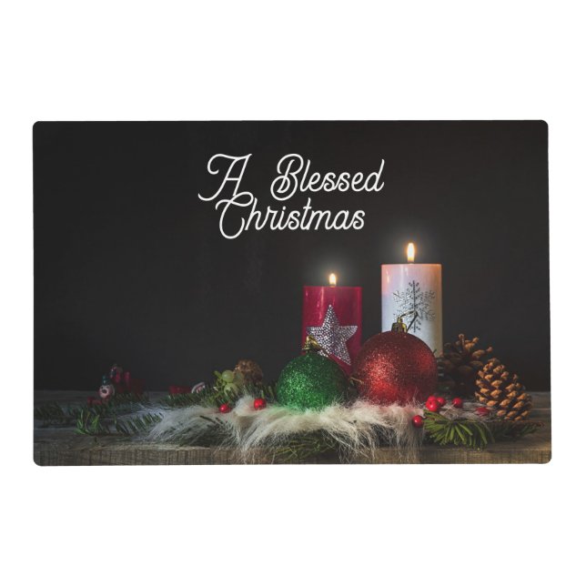 Candles And Ornaments Laminated Placemat (Front)