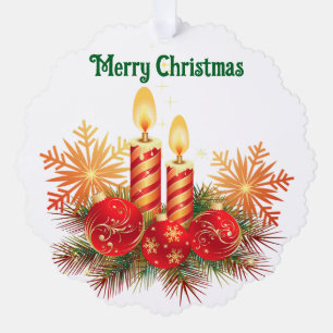 Candles And Ornaments Paper Ornament Card