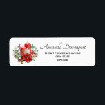Candles and Poinsettia Bouquet Christmas Label<br><div class="desc">Address labels with a pretty bouquet made with watercolors. Red candles with gold accents and a smaller white candle too. Surrounded by a pine bouquet with a poinsettia flower.</div>