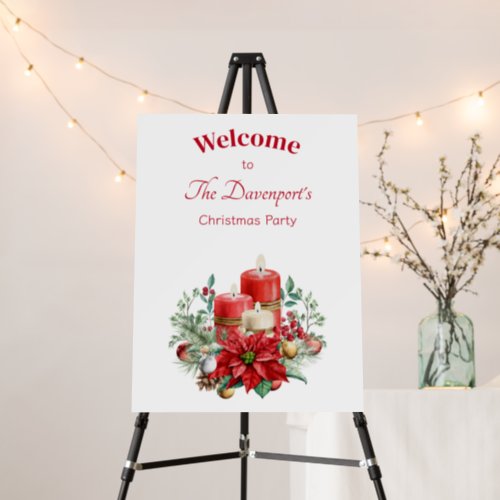 Candles and Poinsettia Bouquet Christmas Welcome Foam Board