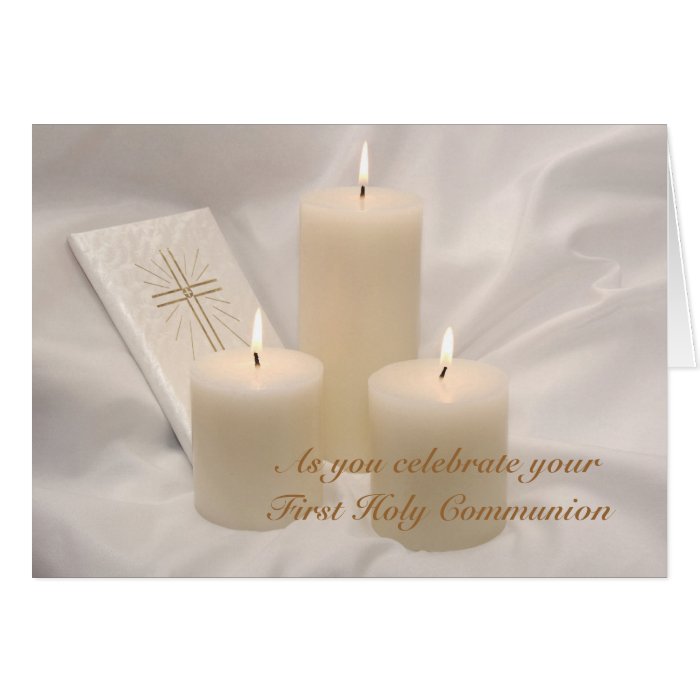 Candles and Prayer Book First Holy Communion Card