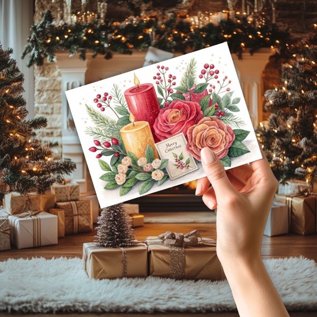 Candles and Roses Christmas Card (Creator Uploaded)