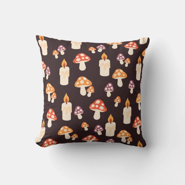 Candles and Toadstools Throw Pillow (Front)