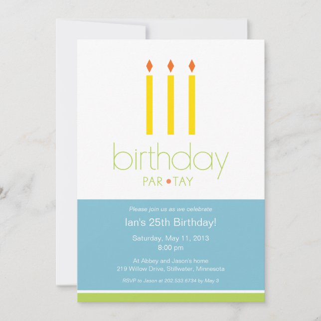 Candles Birthday Party Invitation (Front)